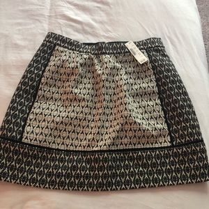 J Crew Embroidered mini skirt with exposed zipper
